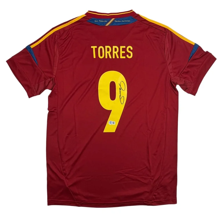 Autographed/Signed Fernando Torres Spain Red Soccer Jersey Beckett COA #2