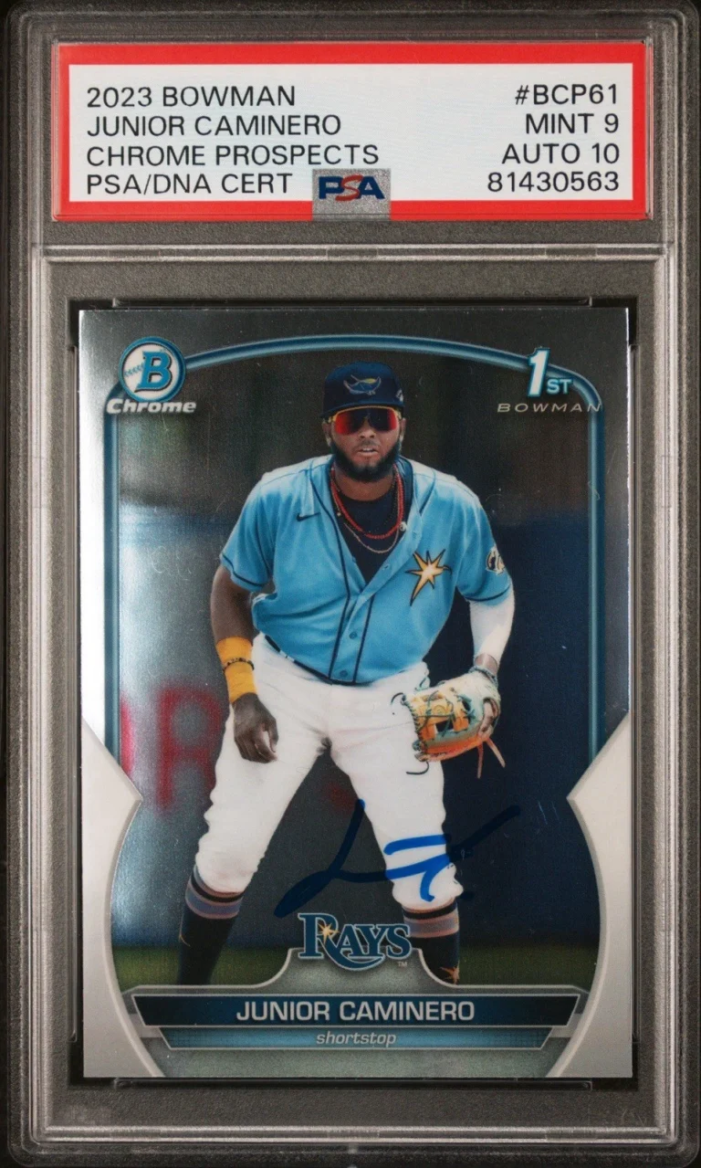 2023 Bowman Chrome Prospects #BCP61 Junior Caminero 1st Bowman Auto PSA 9/10