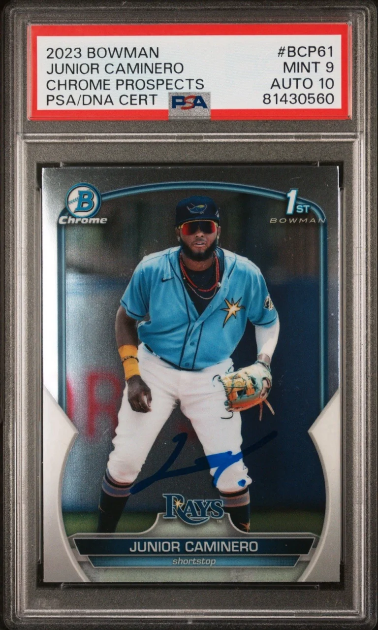 2023 Bowman Chrome Prospects #BCP61 Junior Caminero 1st Bowman Auto PSA 9/10