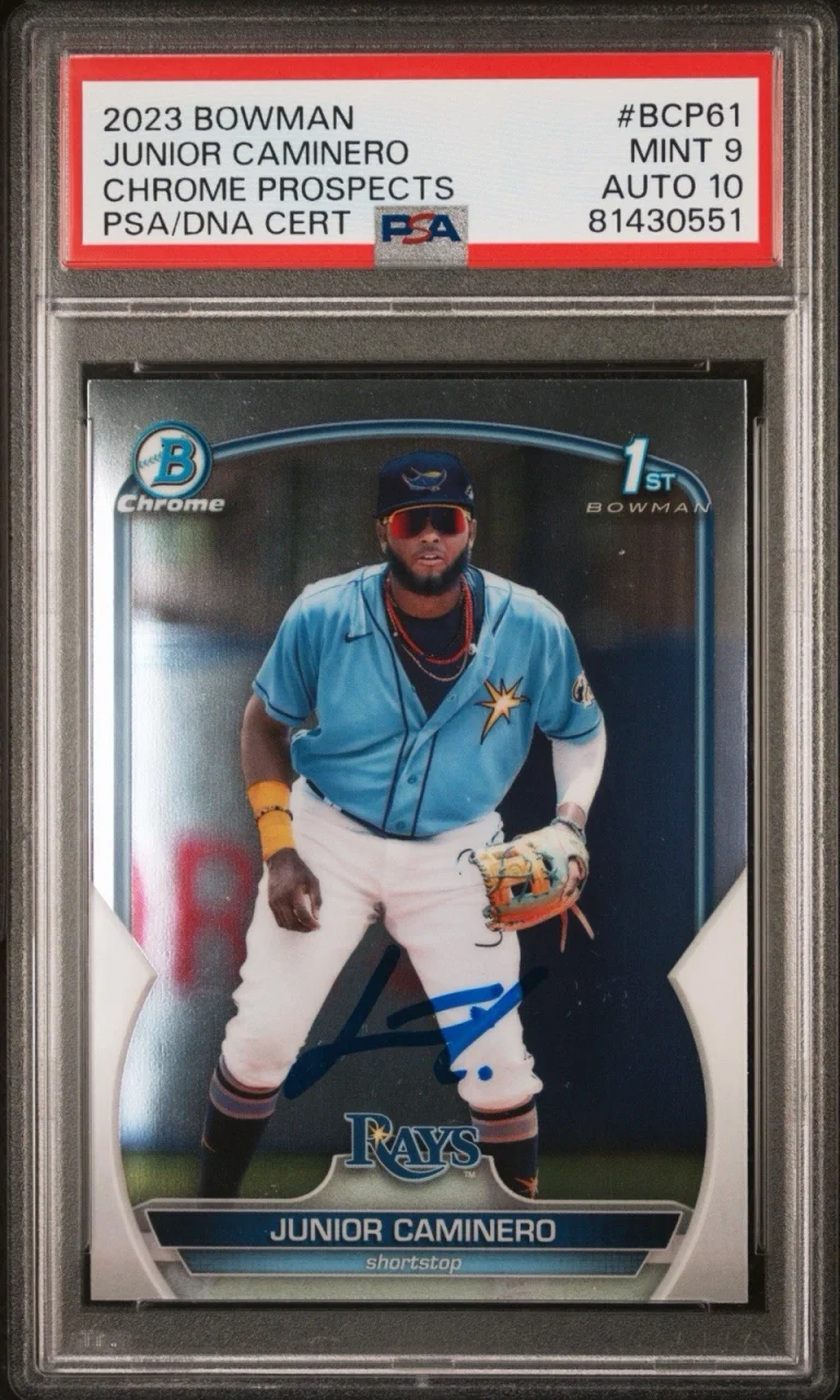 2023 Bowman Chrome Prospects #BCP61 Junior Caminero 1st Bowman Auto PSA 9/10
