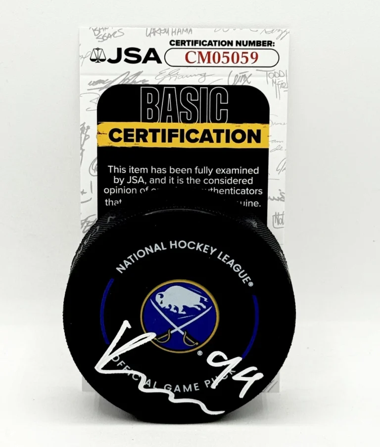 Konsta Helenius signed Buffalo Sabres Official Game Puck autographed JSA