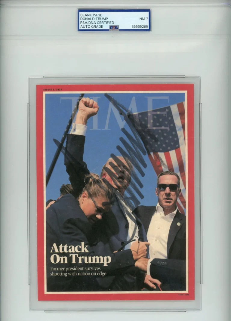 Donald Trump Signed ASSASSINATION Fight Fist Pump TIME Magazine Print PSA/DNA