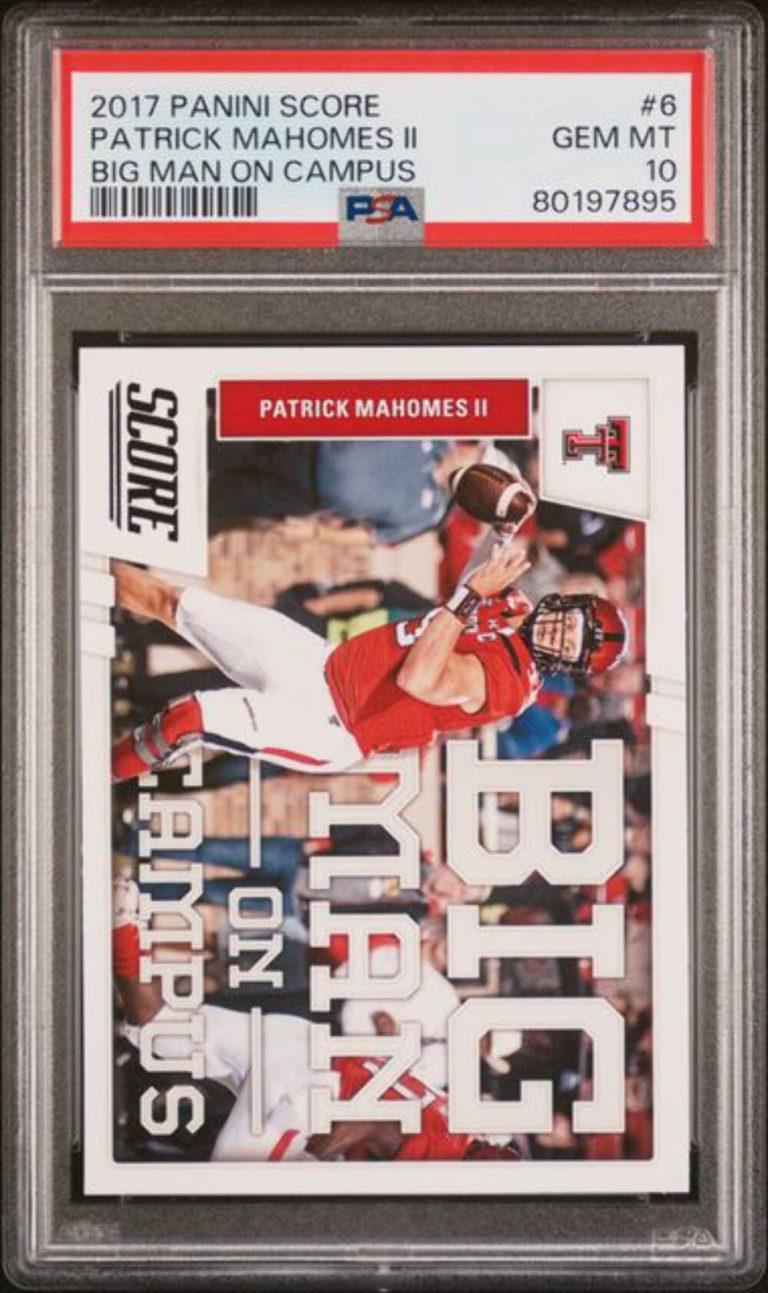 Graded 2017 Score Patrick Mahomes II #6 Big Man on Campus Football Card PSA 10