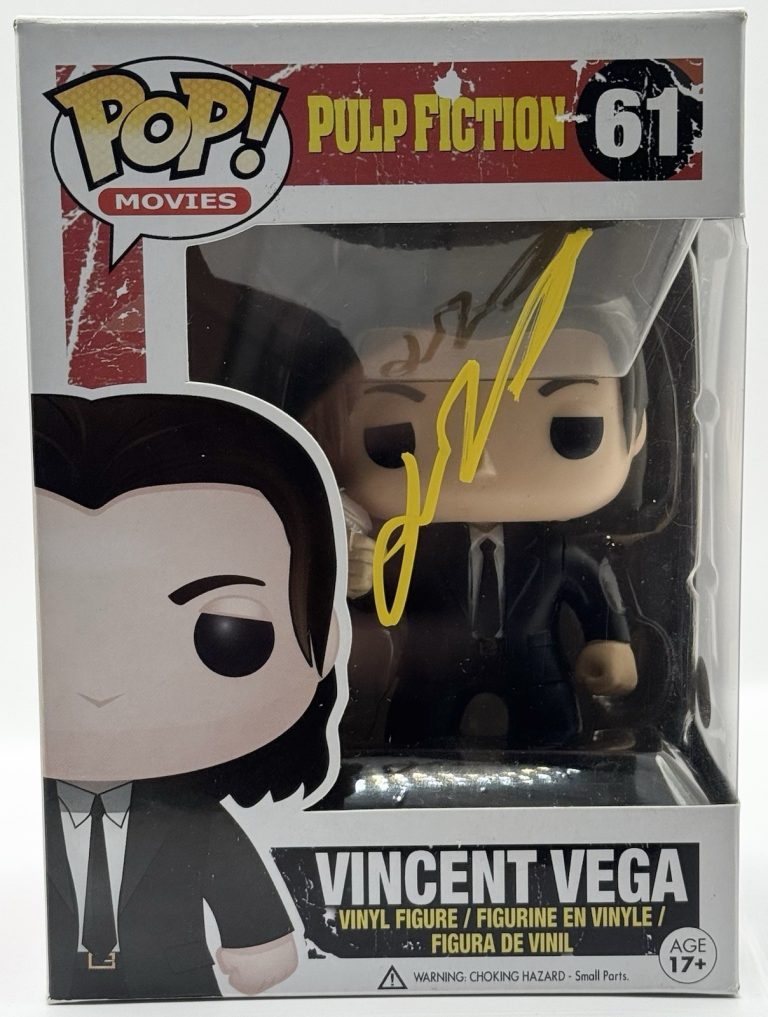 John Travolta Signed Funko Pop Vincent Vega Autographed Pulp Fiction JSA COA