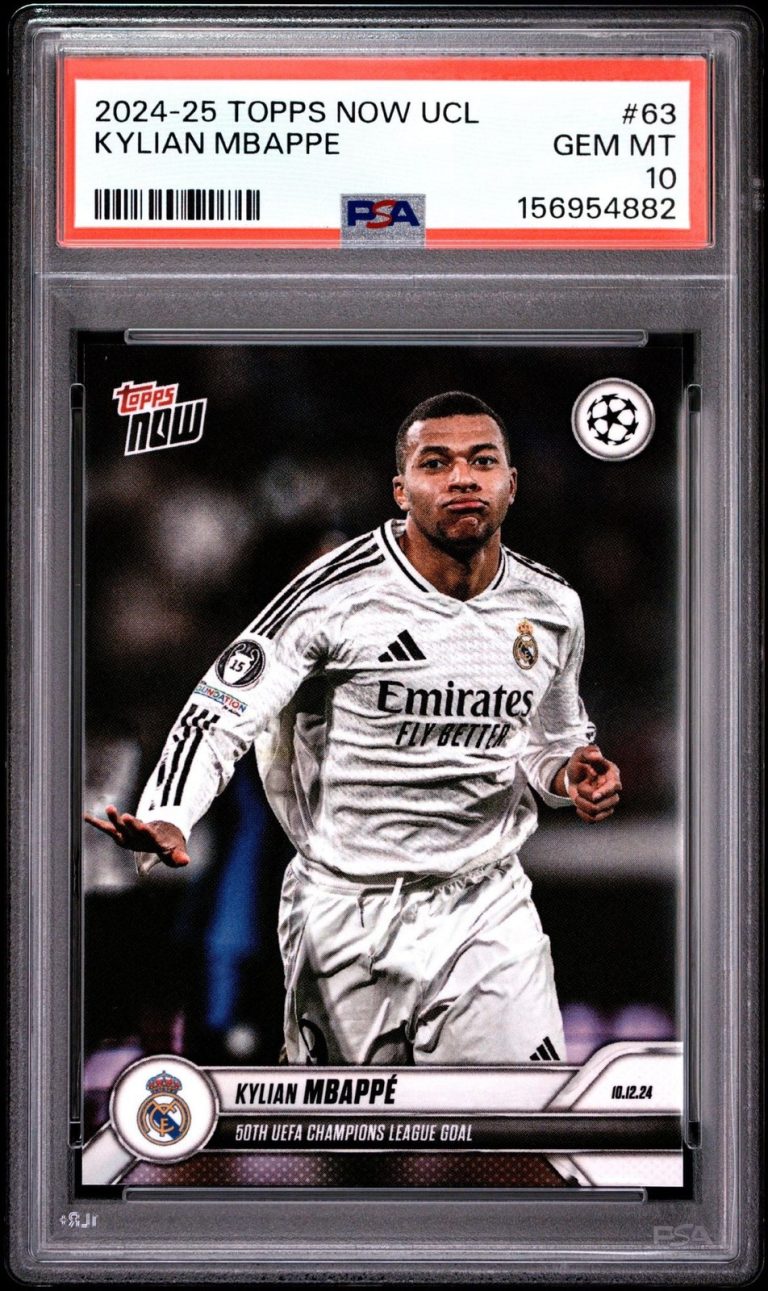 Graded 2025 Topps Now UCL Kylian Mbappe #63 Champions League Card PSA 10