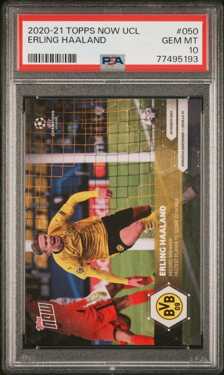 Graded 2020 Topps Now UCL Erling Haaland #050 Champions League Card PSA 10