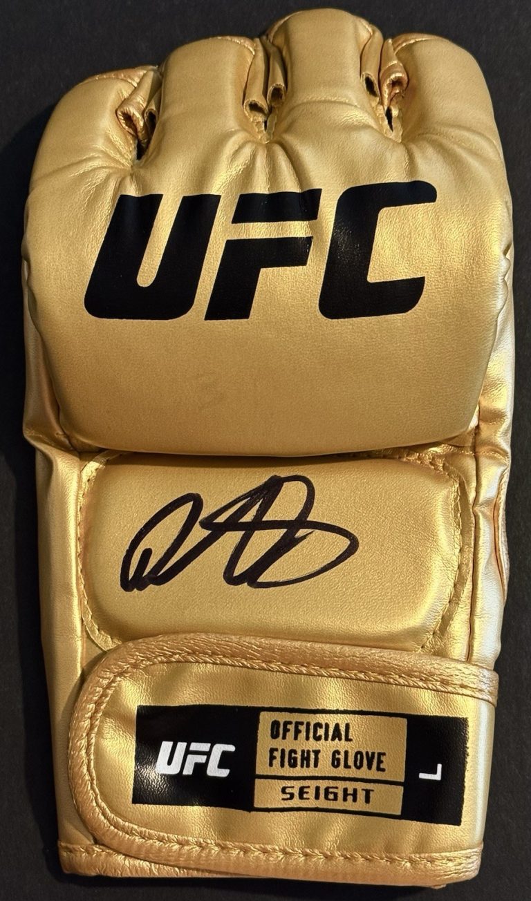 Demetrious Johnson Signed Autographed UFC Gold Fight Glove PSA/DNA COA