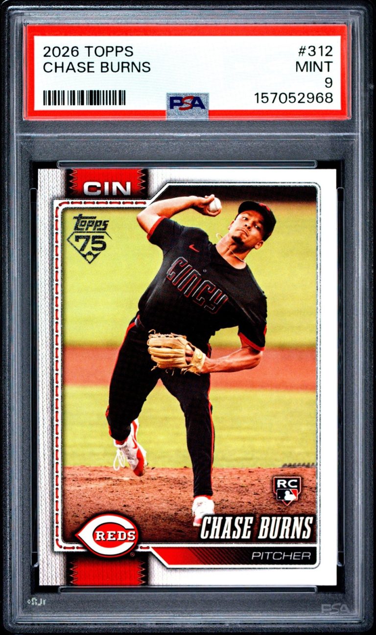 Graded 2026 Topps Chase Burns #312 Rookie RC Card PSA 9