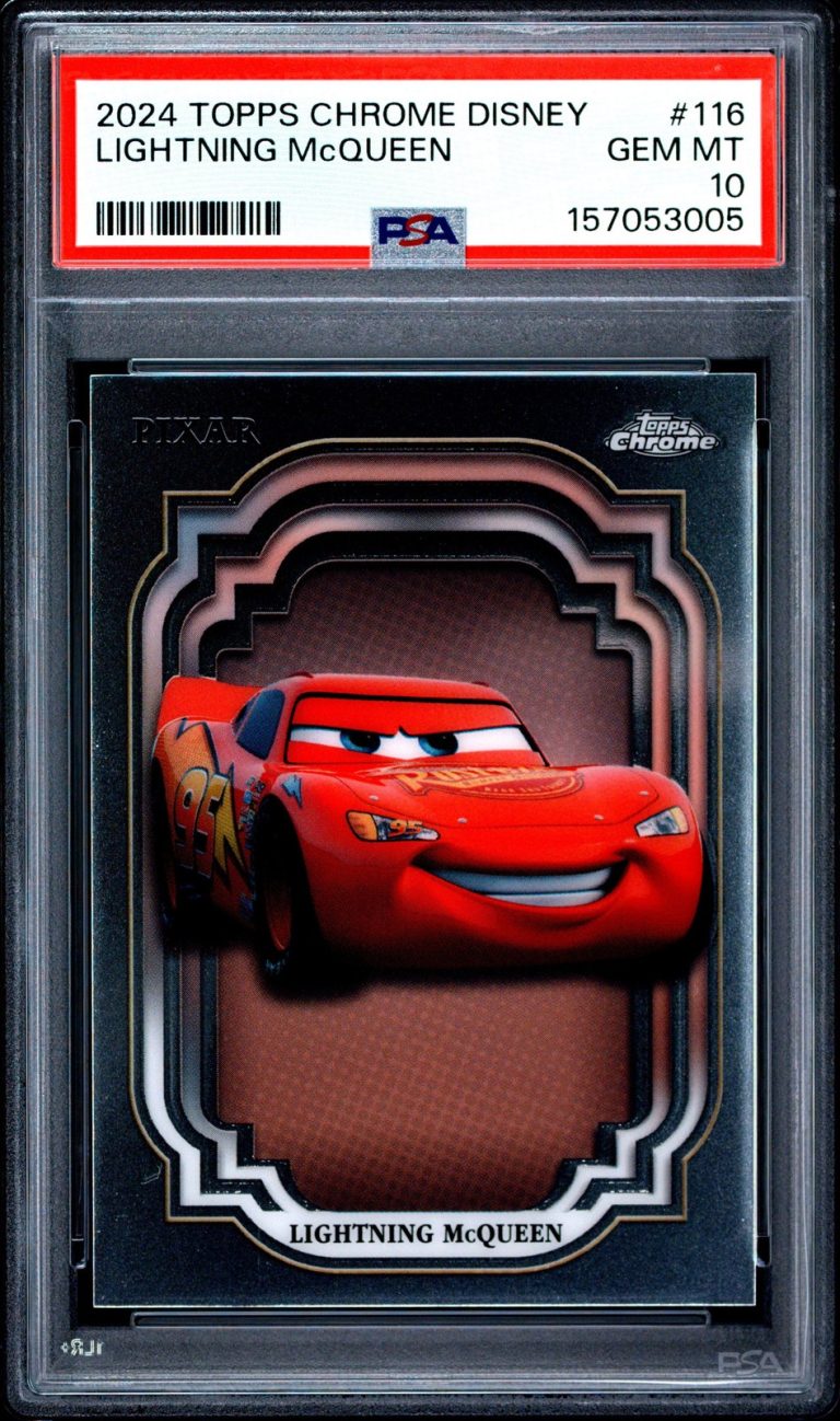 Graded 2024 Topps Chrome Disney Lightning McQueen #116 Cars Card PSA 10