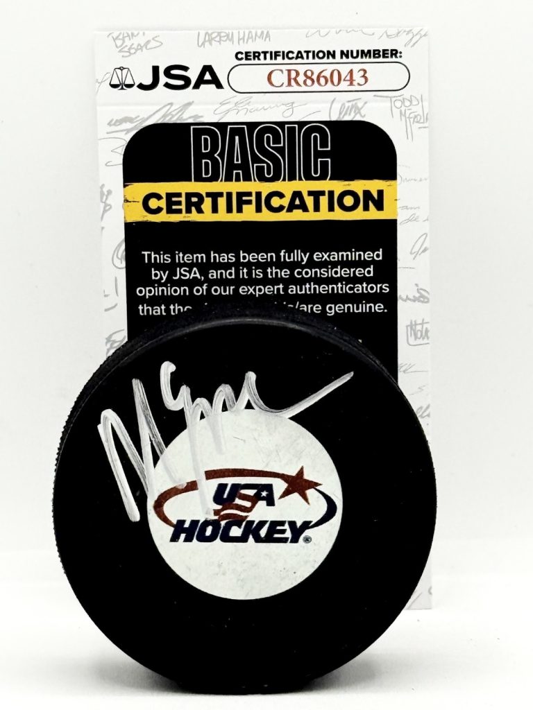 Mike Eruzione 1980 Miracle On Ice signed Team USA Logo Puck autographed JSA COA