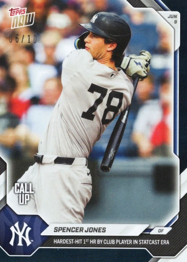 2026 Topps Now Spencer Jones #308 Black Foil /10 Rookie RC Baseball Card