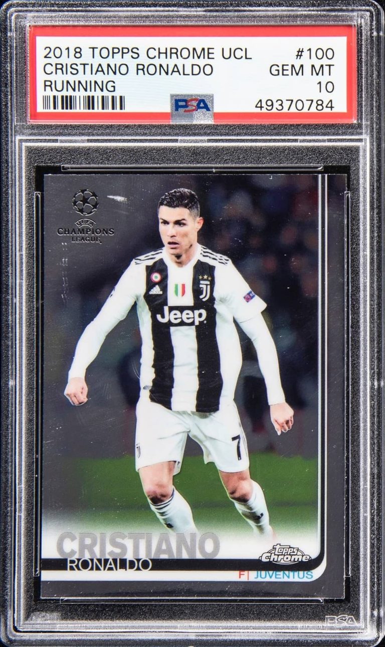 Graded 2018 Topps Chrome UCL Cristiano Ronaldo #100 Running Card PSA 10