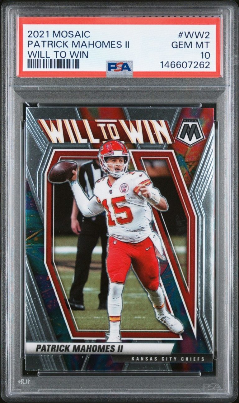 Graded 2021 Panini Mosaic Patrick Mahomes II #WW2 Will To Win Card PSA 10