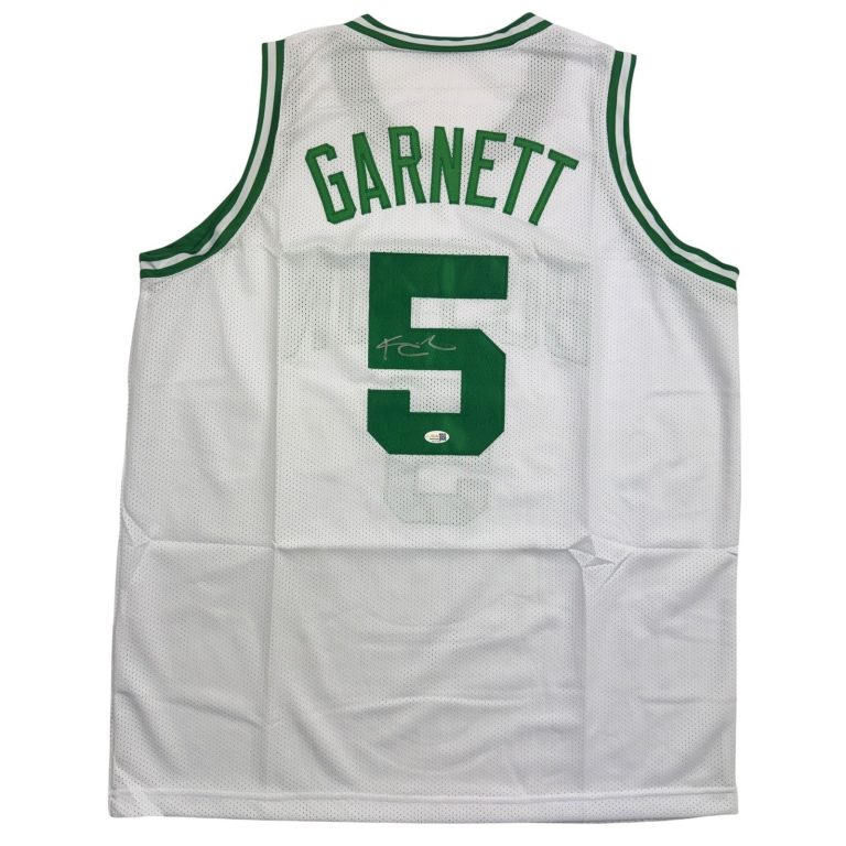 Autographed/Signed Kevin Garnett Boston White Basketball Jersey Beckett BAS COA