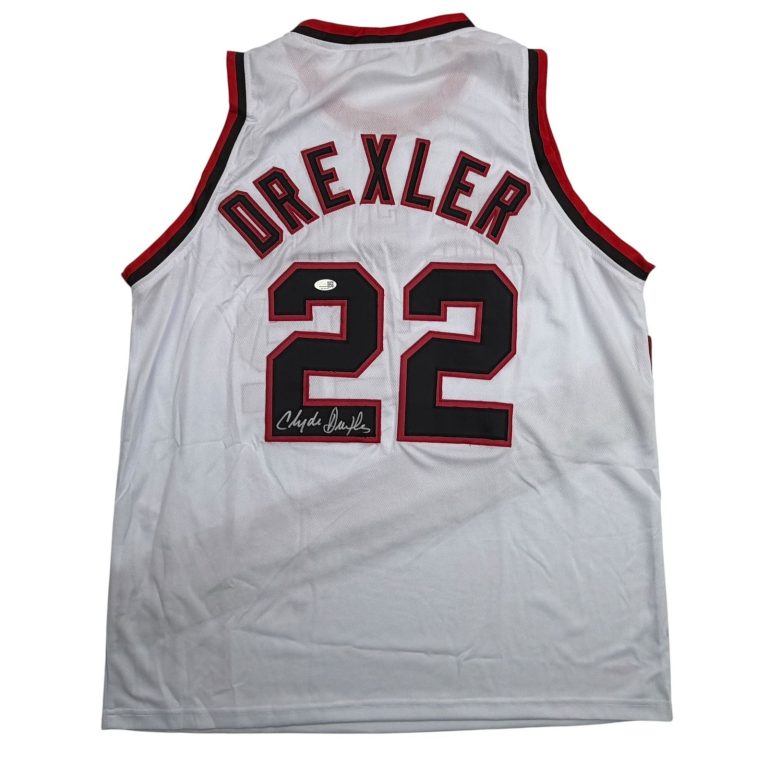 Autographed/Signed Clyde Drexler Portland White Basketball Jersey JSA COA