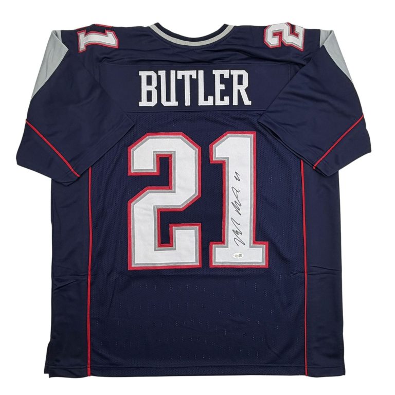Autographed/Signed Malcolm Butler New England Blue Football Jersey JSA COA
