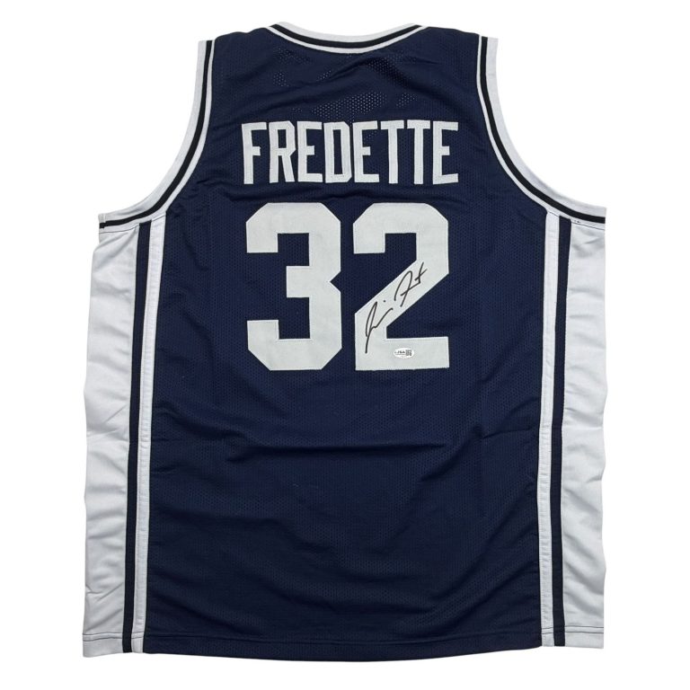 Autographed/Signed Jimmer Fredette BYU Blue College Jersey JSA COA