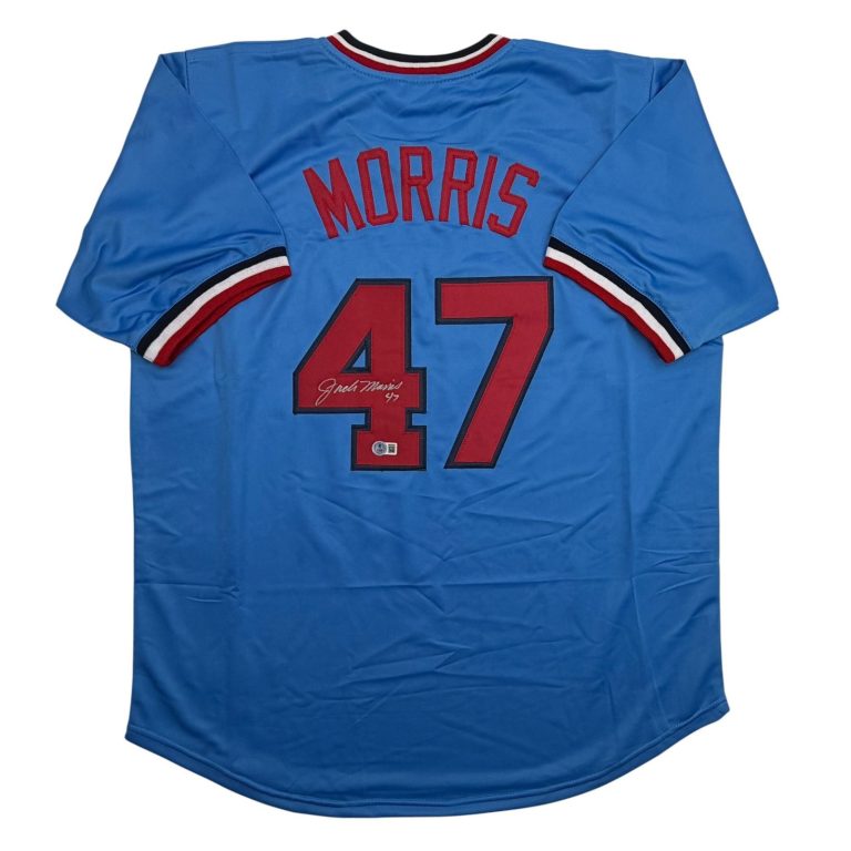 Autographed/Signed Jack Morris Minnesota Blue Baseball Jersey Beckett COA