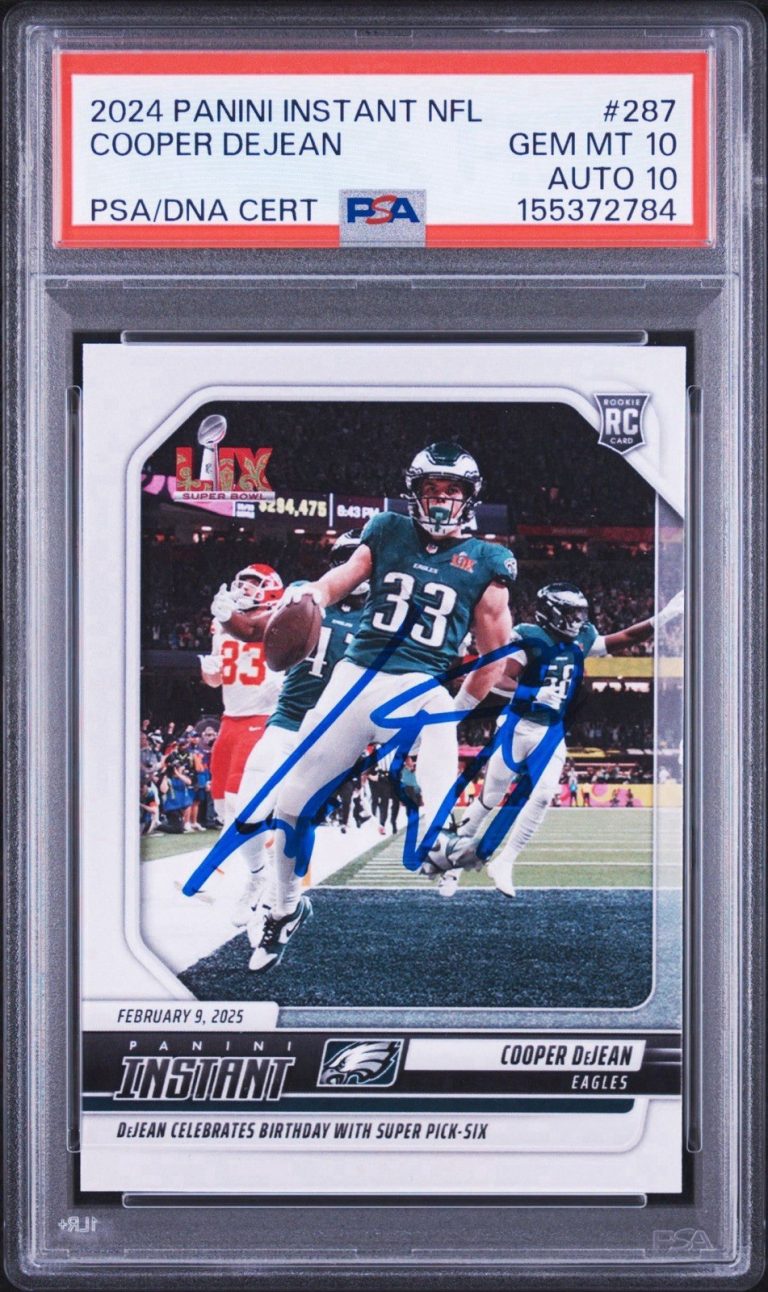2024 Panini Instant #287 Cooper DeJean Super Bowl LIX PICK-SIX PSA 10/AUTO 10 RC