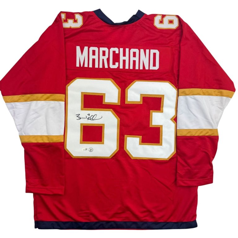 Autographed/Signed Brad Marchand Florida Red Hockey Jersey JSA COA