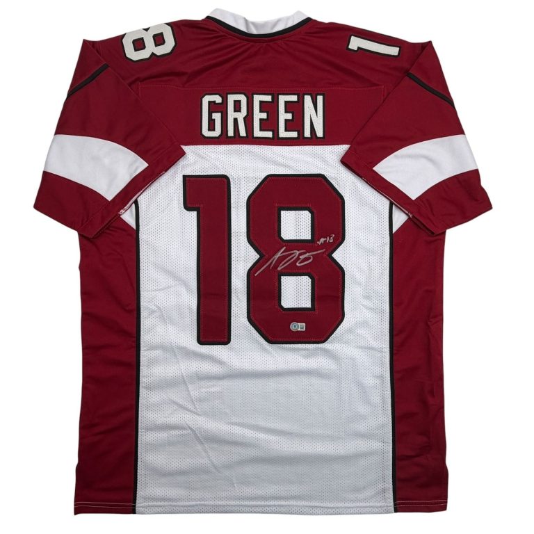 Autographed/Signed AJ Green Arizona White Football Jersey Beckett BAS COA
