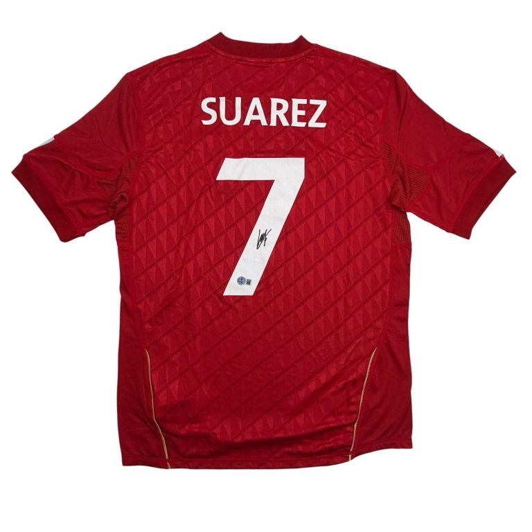 Autographed/Signed Luis Suarez Liverpool Red Soccer Jersey Beckett BAS COA