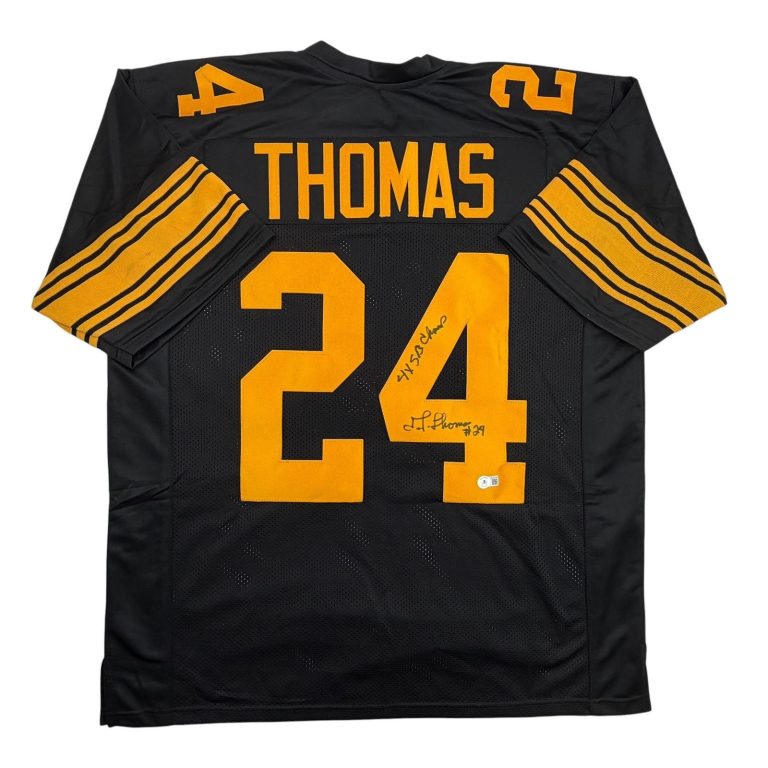 Autographed/Signed JT Thomas Pittsburgh Black Color Rush Jersey Beckett COA