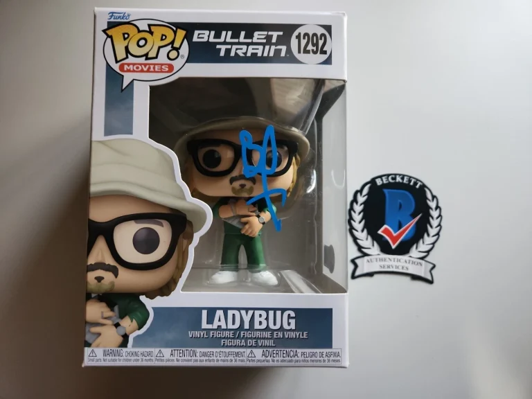 BRAD PITT SIGNED BULLET TRAIN FUNKO POP LADYBUG AUTOGRAPHED BECKETT BAS COA 1292