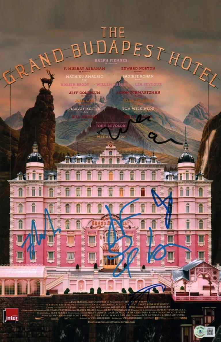 Grand Budapest Hotel SIGNED Signed Cast Mini Poster Wes Anderson +4 BECKETT COA
