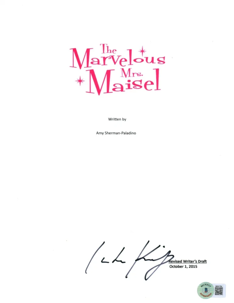 Luke Kirby Signed Marvelous Mrs.Maisel Full Pilot Script Beckett COA Lenny Bruce