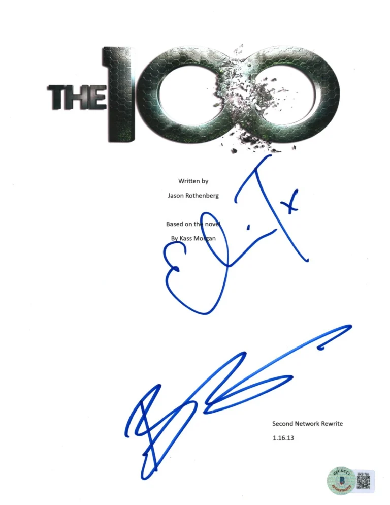 Bob Morley Eliza Taylor Signed The 100 Full Pilot Script Autograph Beckett COA