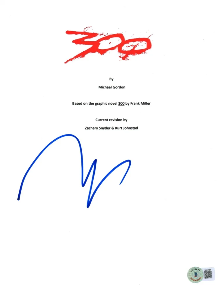 ZACK SNYDER SIGNED AUTOGRAPH 300 LEONIDAS FULL MOVIE SCRIPT - BECKETT BAS COA