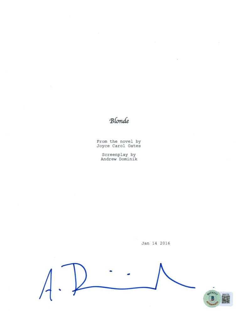 ANDREW DOMINIK SIGNED AUTOGRAPH BLONDE FULL MOVIE SCRIPT MARILYN MONROE- BECKETT