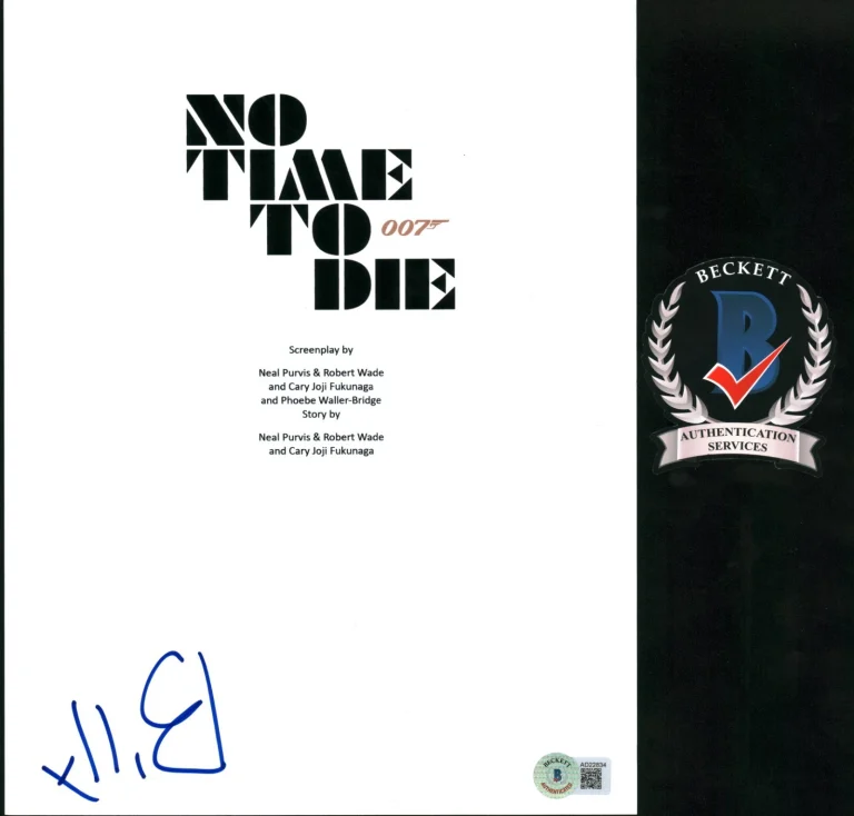 Billy Magnussen SIGNED BOND NO TIME TO DIE FULL SCRIPT BECKETT COA BAS