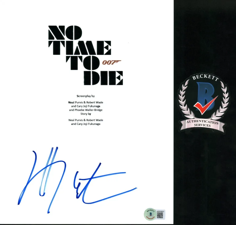 JEFFREY WRIGHT SIGNED BOND NO TIME TO DIE FULL SCRIPT BECKETT COA BAS FELIX