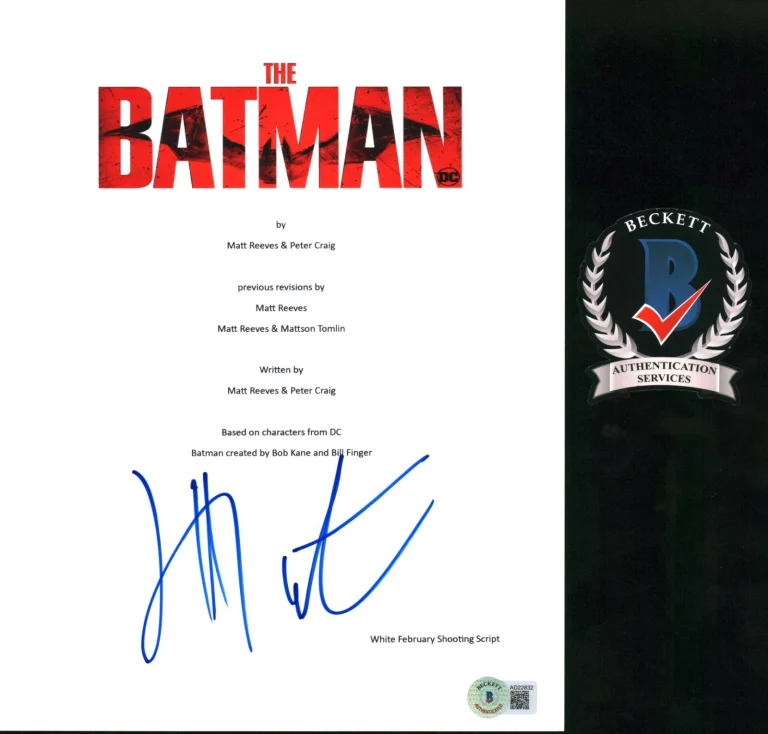 JEFFREY WRIGHT SIGNED THE BATMAN COMMISIONER GORDON FULL SCRIPT BECKETT COA BAS
