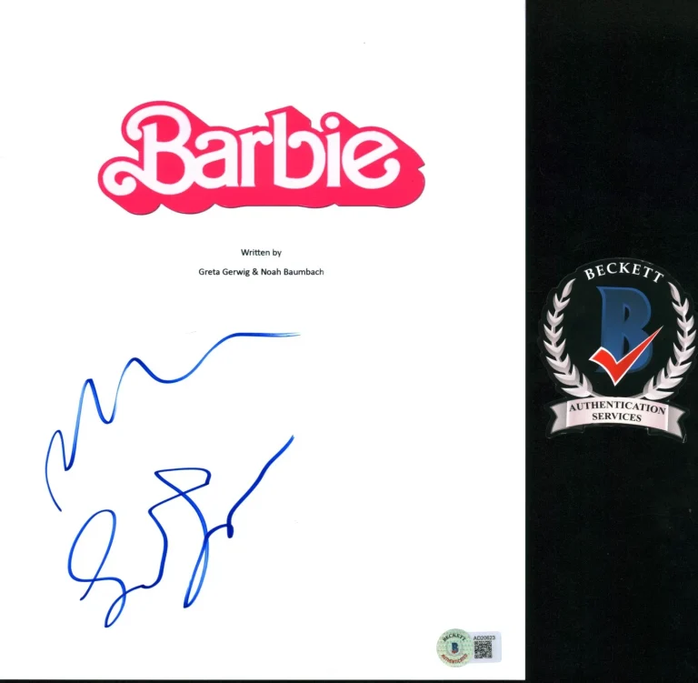 GRETA GERWIG NOAH BAUMBACH SIGNED BARBIE SCRIPT BECKETT BAS COA RARE