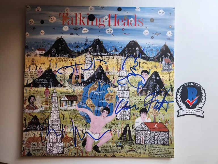 TALKING HEADS SIGNED LITTLE CREATURES FULL BAND VINYL BECKETT BAS COA