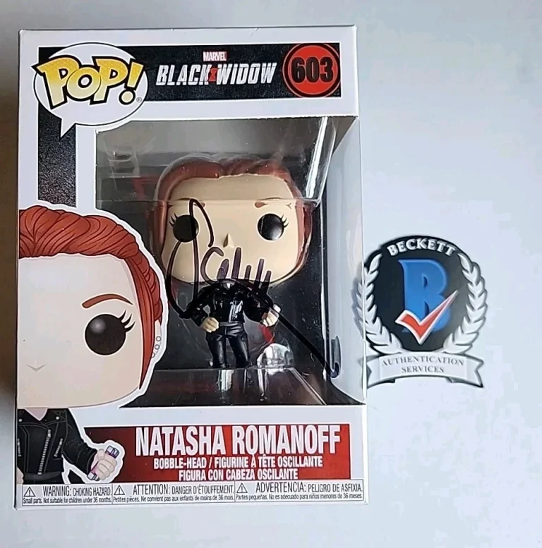 SCARLETT JOHANSSON SIGNED BLACK WIDOW NATASHA MARVEL FUNKO POP BECKETT BAS LOA
