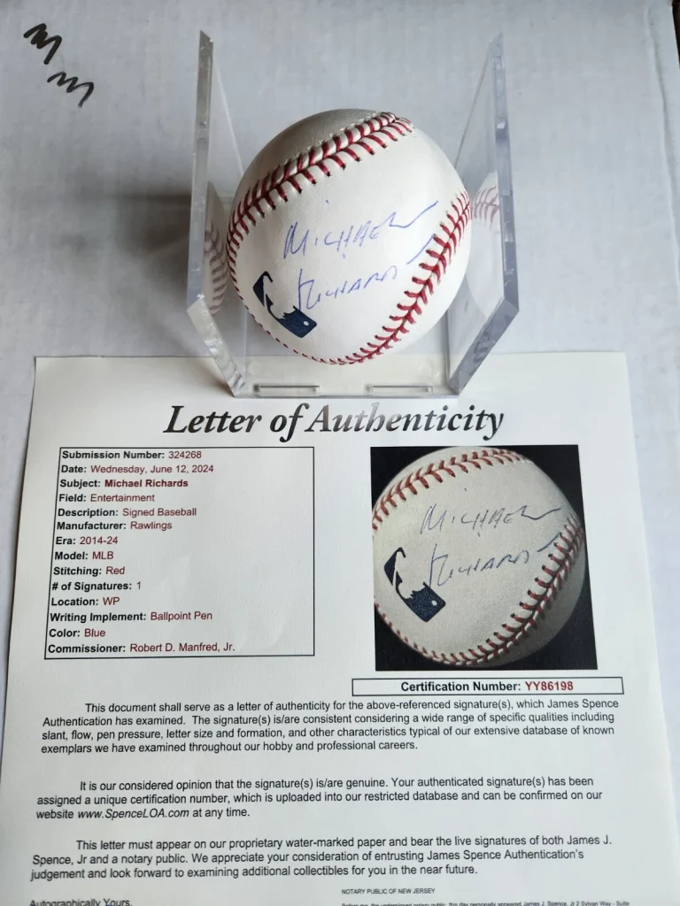 MICHAEL RICHARDS SIGNED BASEBALL SEINFELD KRAMER JSA LOA COA RARE TV LEGEND