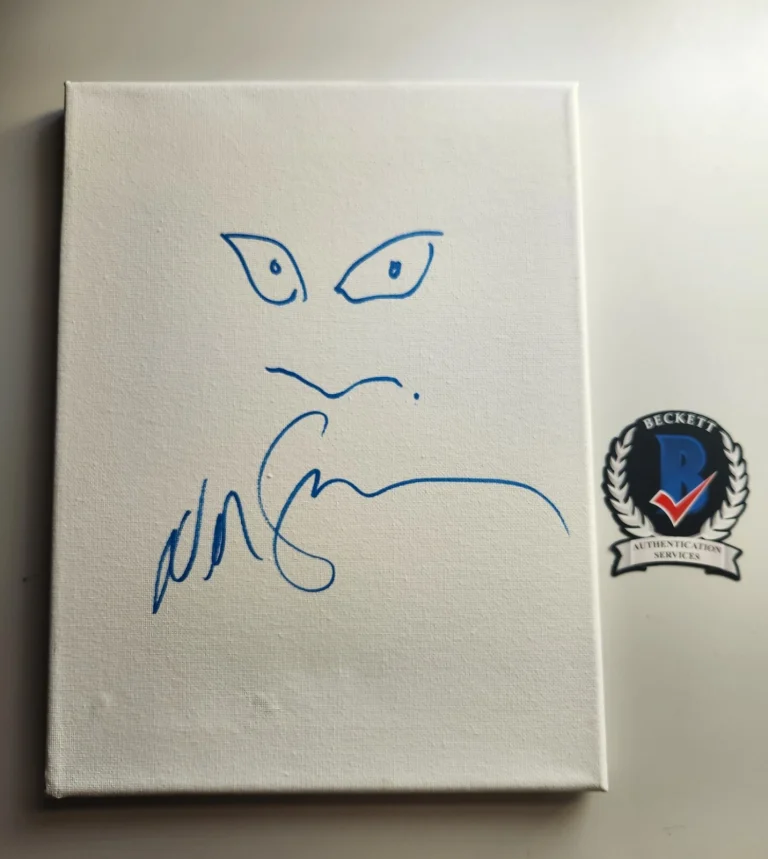 NEIL GAIMAN SIGNED SKETCH BOARD SKETCH AMERICAN GODS CORALINE BECKETT BAS COA