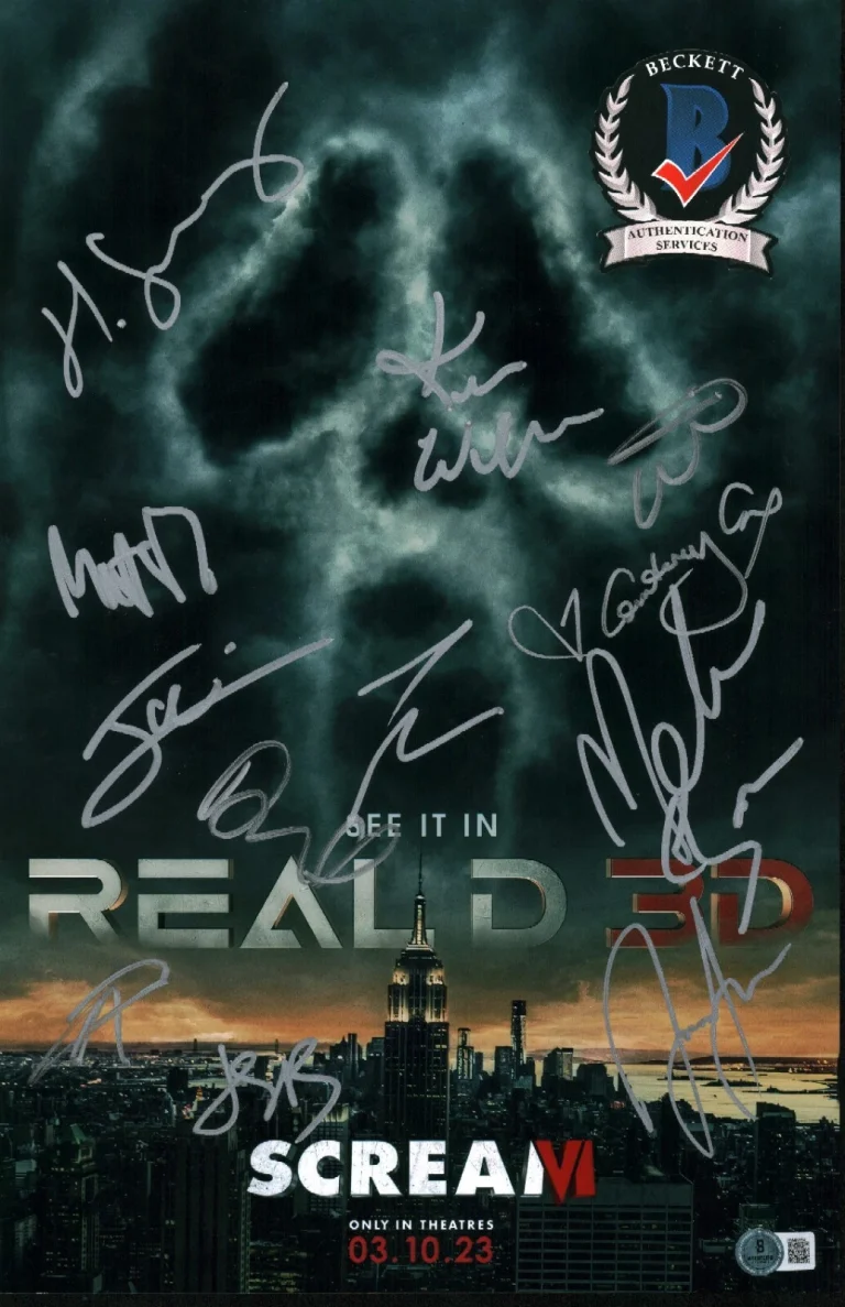 SCREAM SIGNED 11X17 PHOTO SCREAM VI COX BARRERA WILLIAMSON GHOSTFACE BAS COA LOA