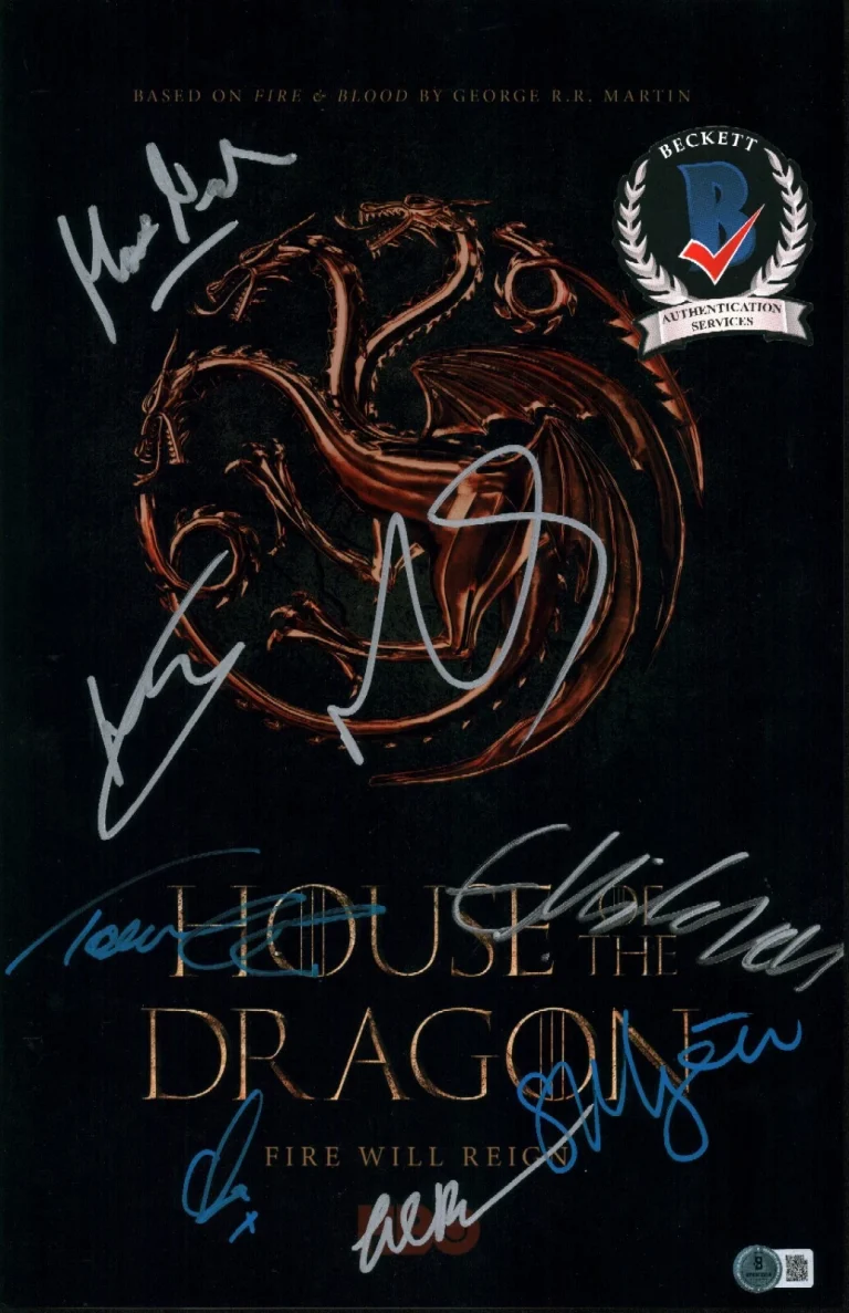 HOUSE OF THE DRAGON SIGNED CAST SMITH MITCHELL MIZUNO 11X17 PHOTO BAS COA LOA