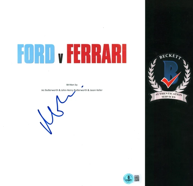 MATT DAMON SIGNED FORD V FERRARI FULL MOVIE SCRIPT AUTOGRAPH BECKETT BAS COA
