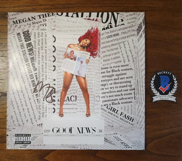 MEGAN THEE STALLION MEG SIGNED GOOD NEWS VINYL LP WAP HOT GIRL BECKETT BAS COA