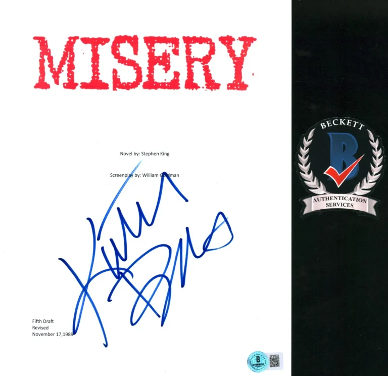 KATHY BATES SIGNED MISERY ANNIE WILKES FULL MOVIE SCRIPT BECKETT COA BAS