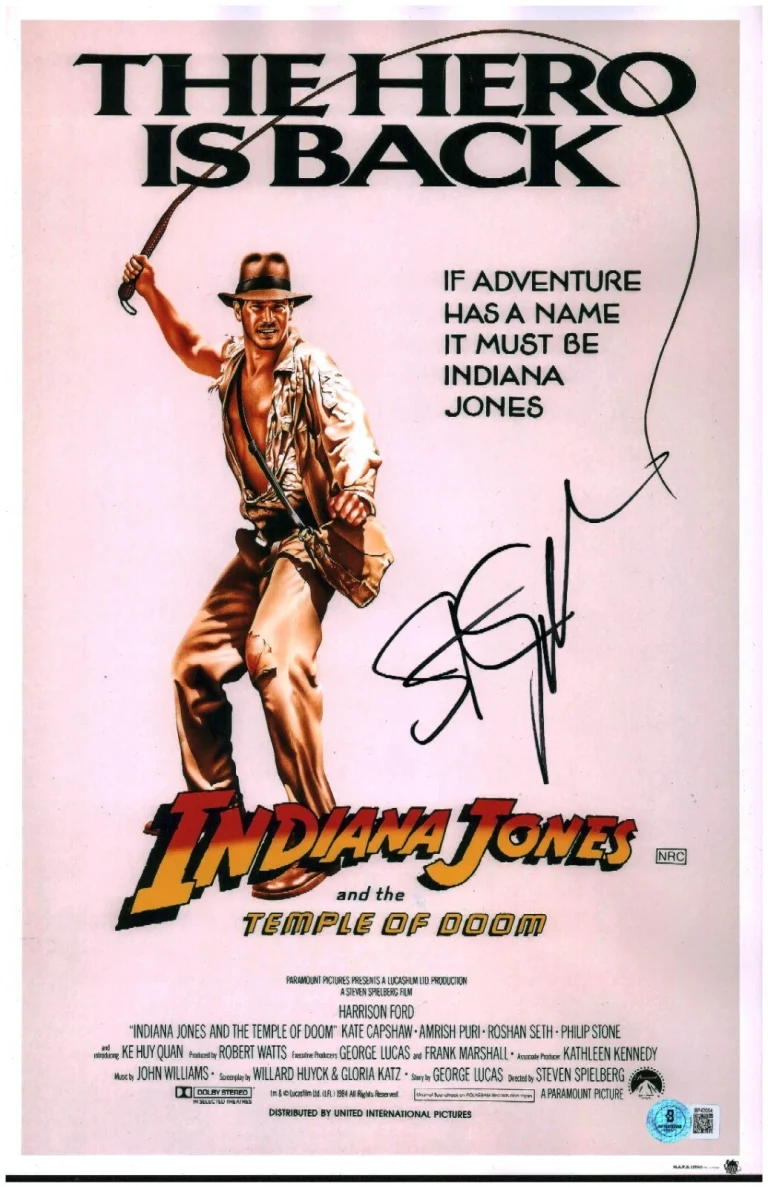 STEVEN SPIELBERG SIGNED INDIANA JONES TEMPLE OF DOOM 11X17 PHOTO BECKETT COA LOA