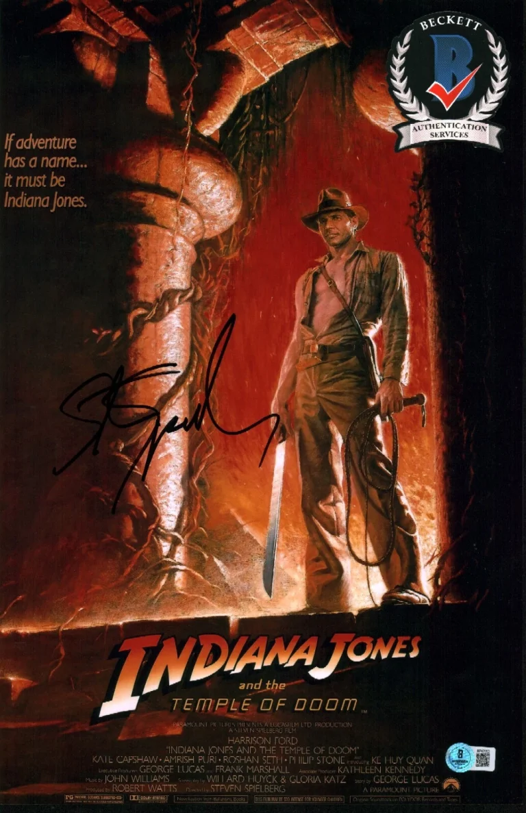 STEVEN SPIELBERG SIGNED INDIANA JONES TEMPLE OF DOOM 11X17 PHOTO BECKETT COA LOA