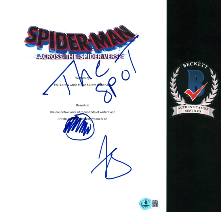 JASON SCHWARTZMAN SIGNED SPIDERVERSE THE SPOT MOVIE SCRIPT BECKETT COA BAS