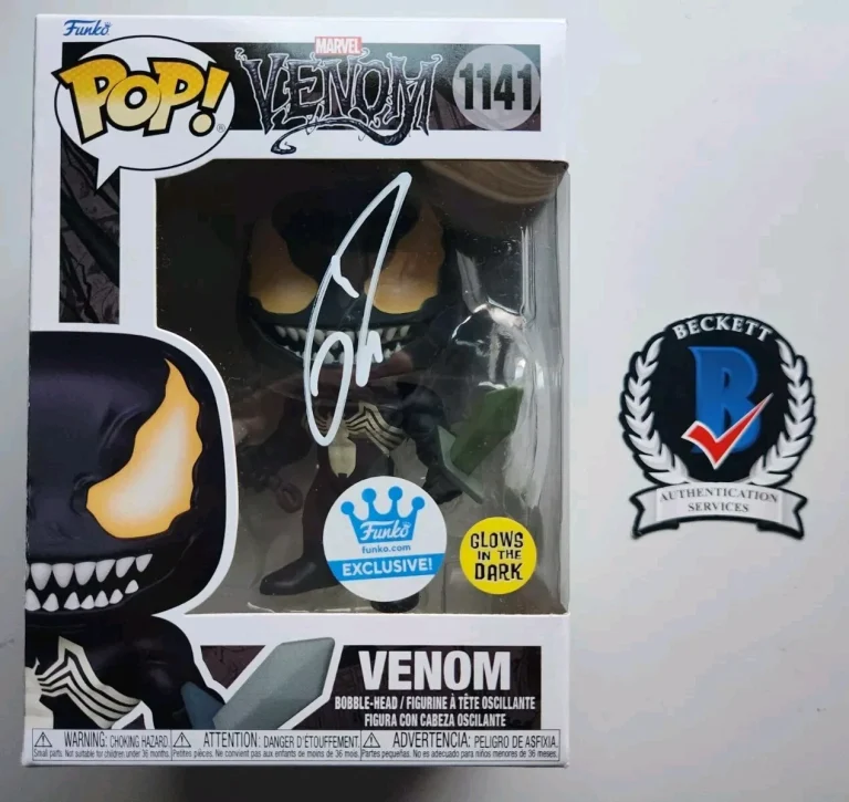 TOM HARDY SIGNED VENOM EDDIE BROCK MARVEL FUNKO BECKETT BAS COA 1141